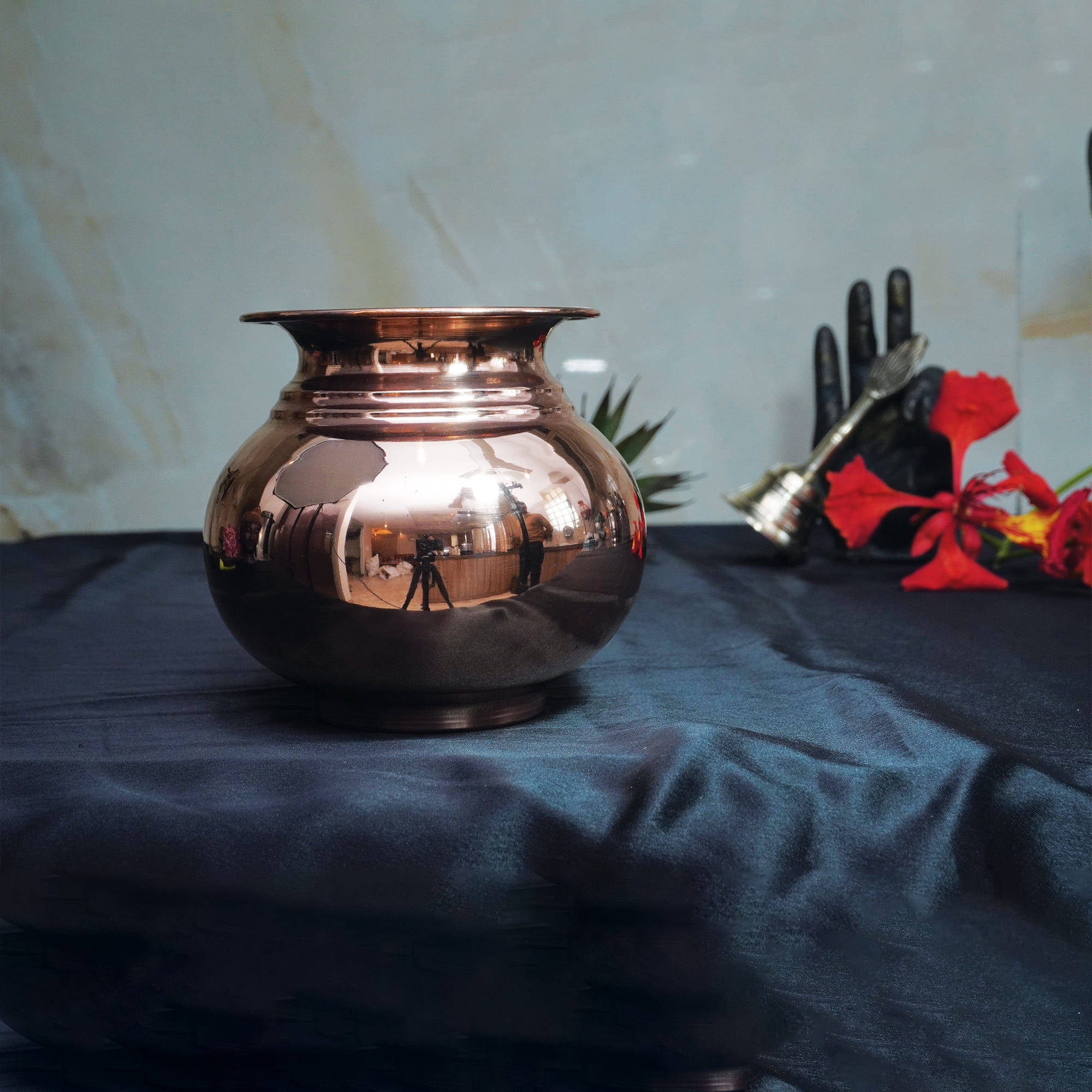 Pure Copper Lota/Kalash with Wavy Neck