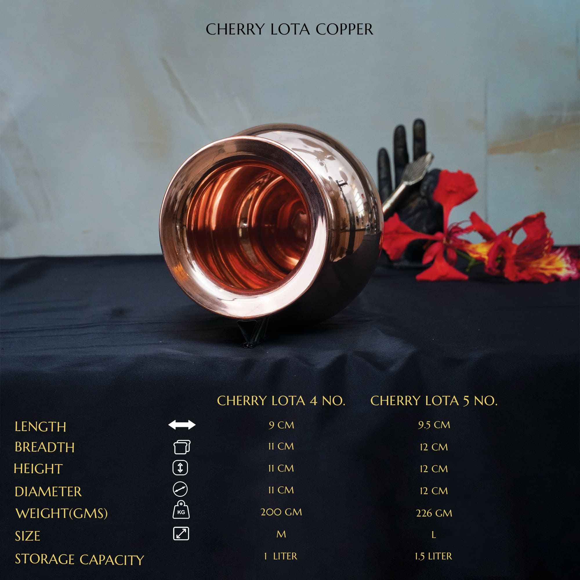 Pure Copper Lota/Kalash with Wavy Neck