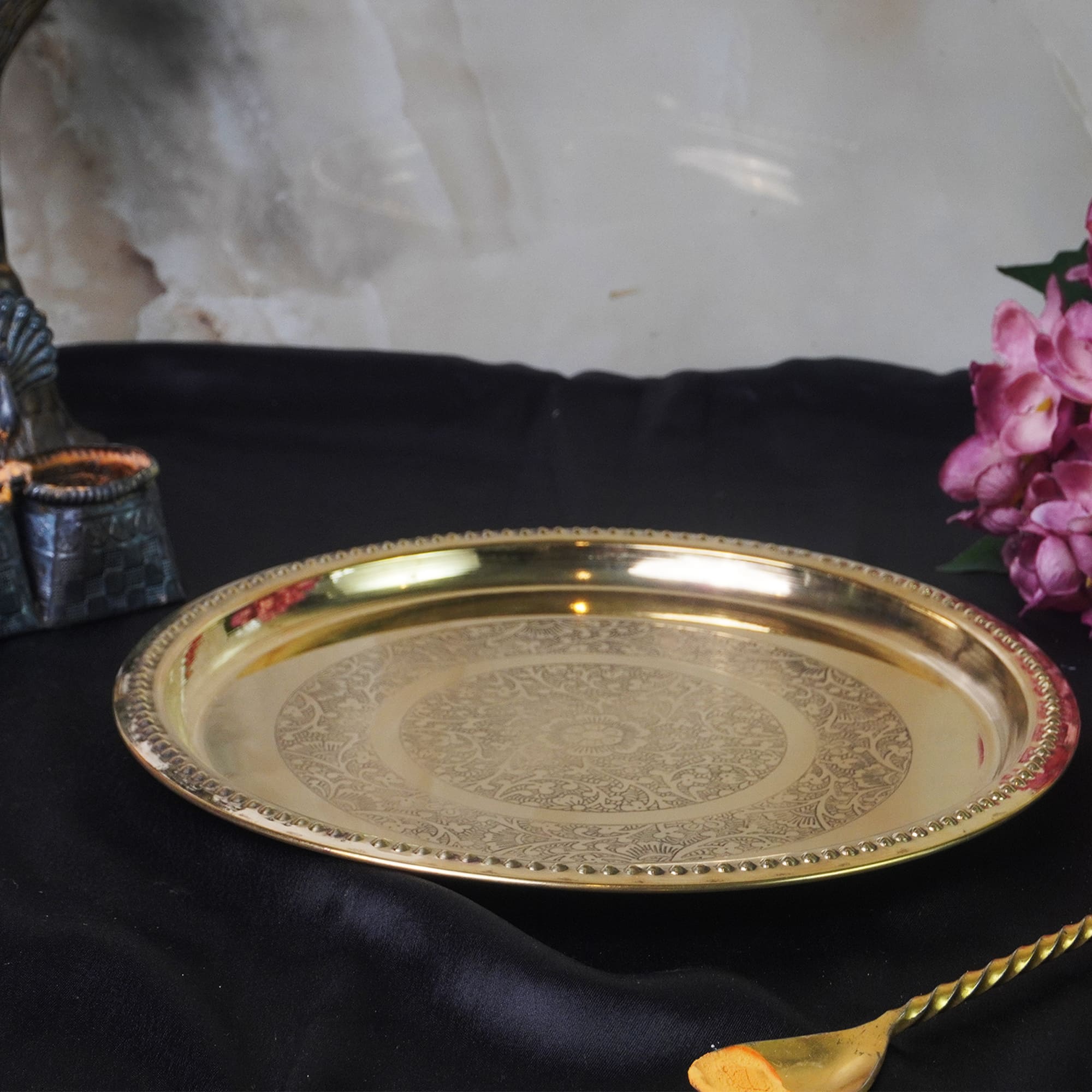 Antique Beaded Carving Designer Thali Plate