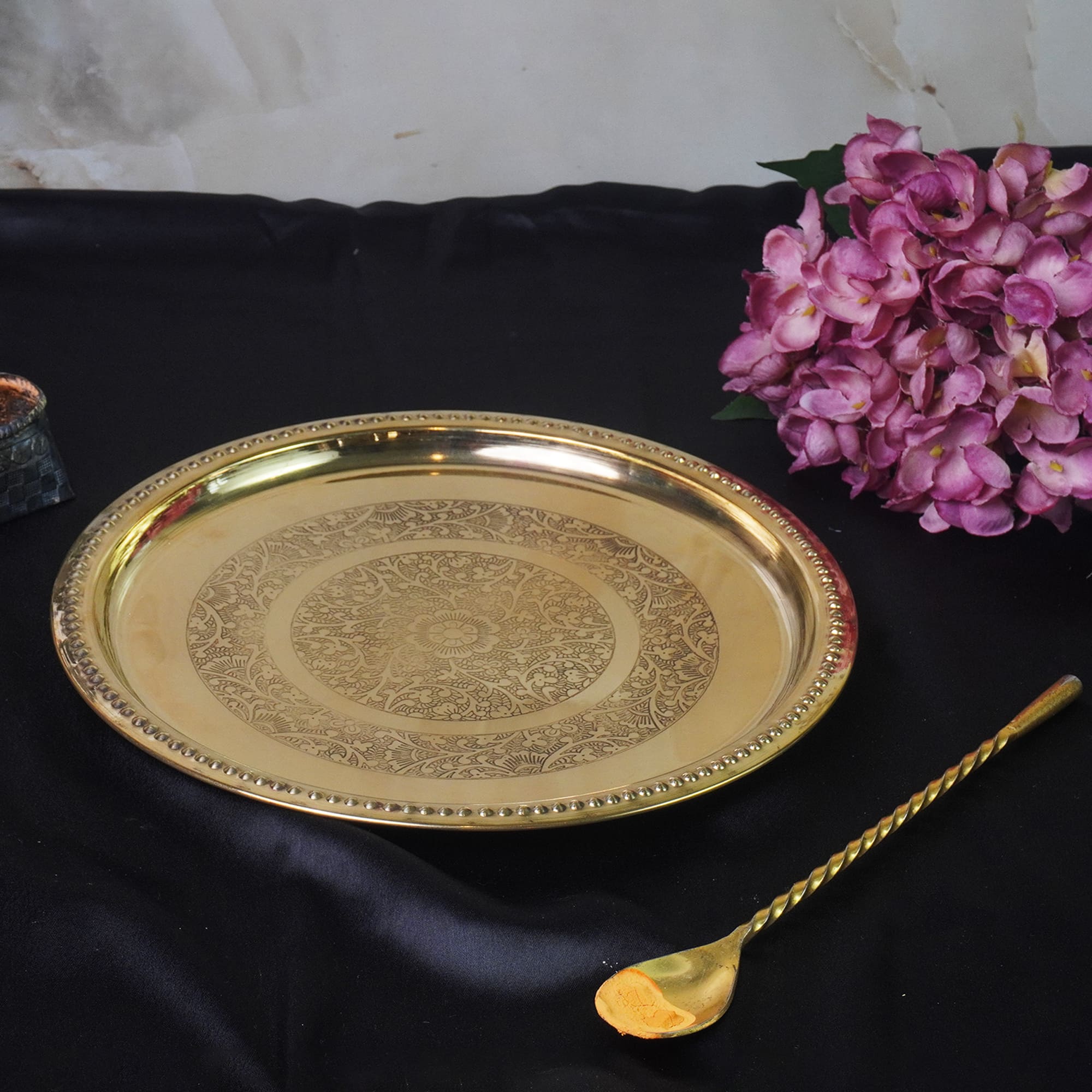 Antique Beaded Carving Designer Thali Plate