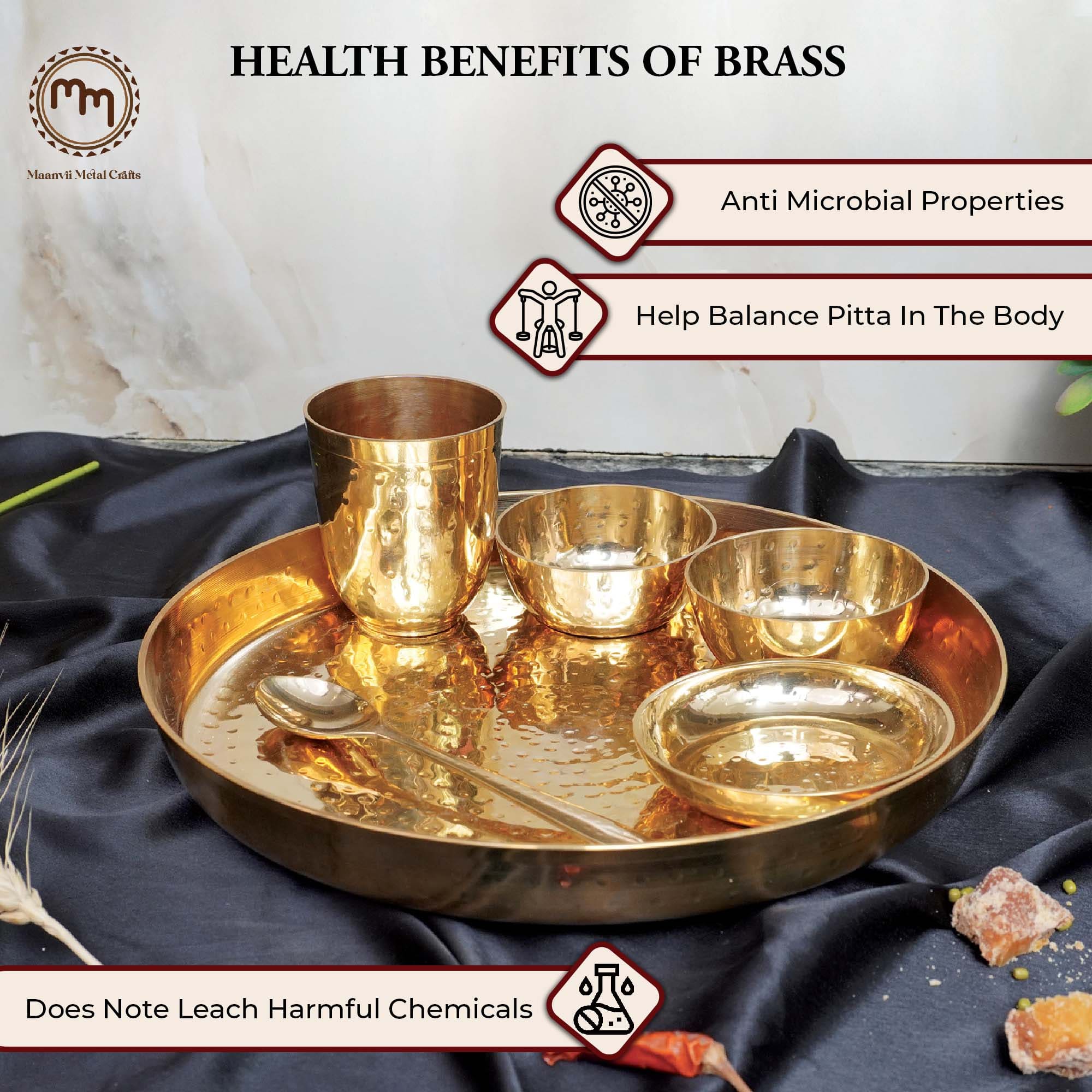 Handmade Brass Hammered Thali Set