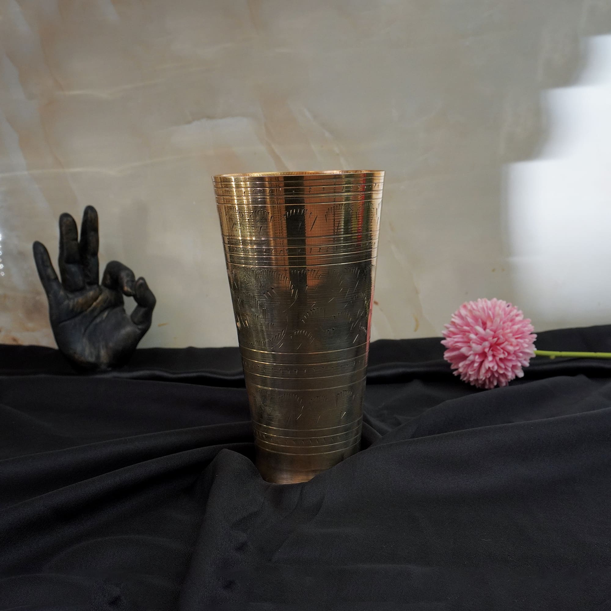 Brass Flower Design Lassi Tumbler