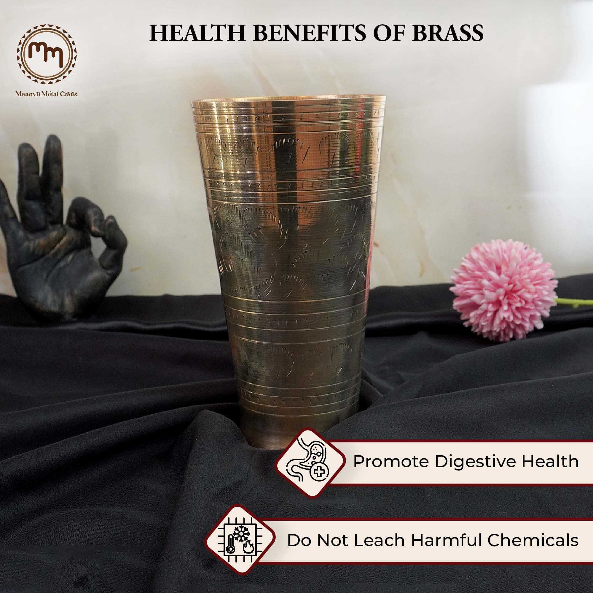 Brass Flower Design Lassi Tumbler