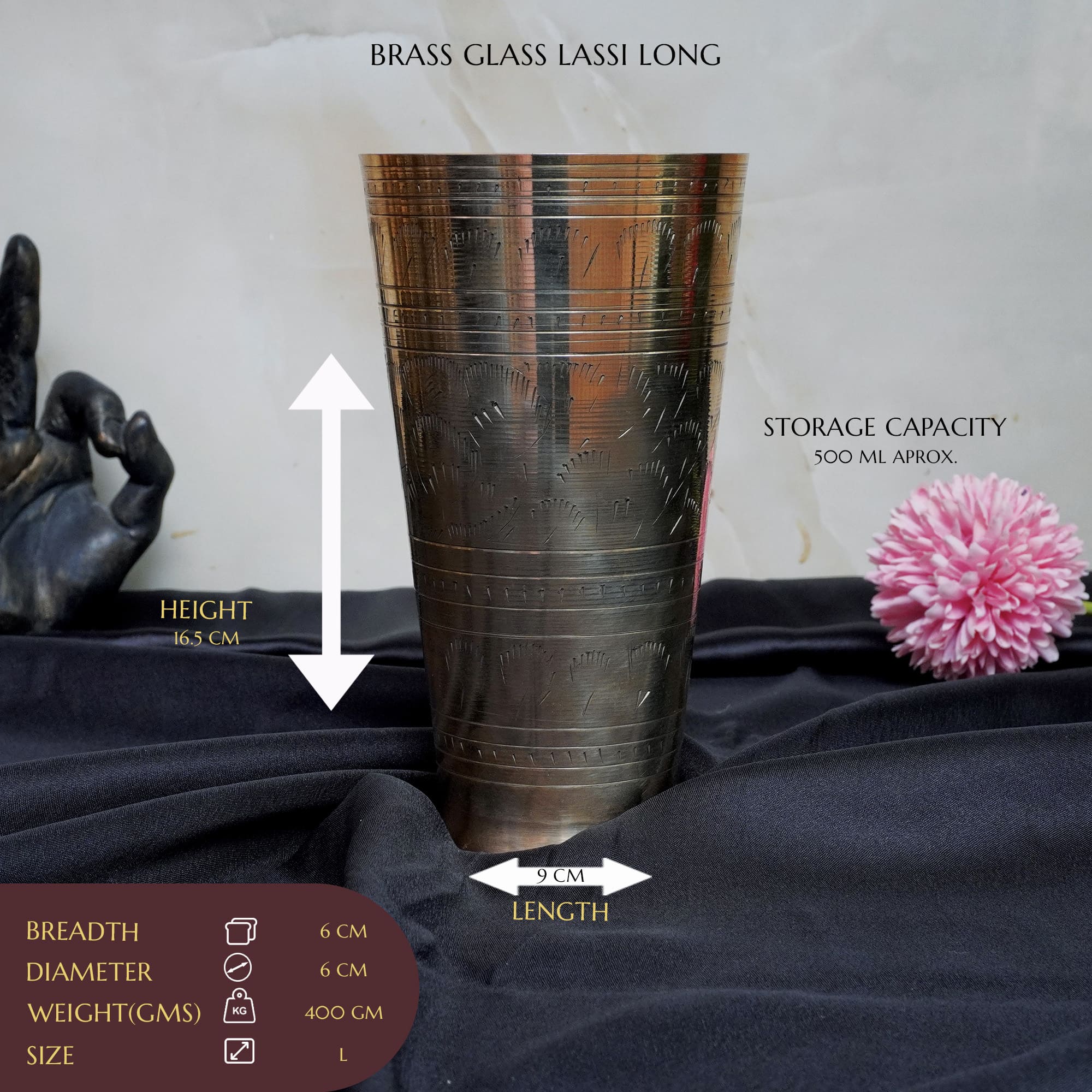 Brass Flower Design Lassi Tumbler