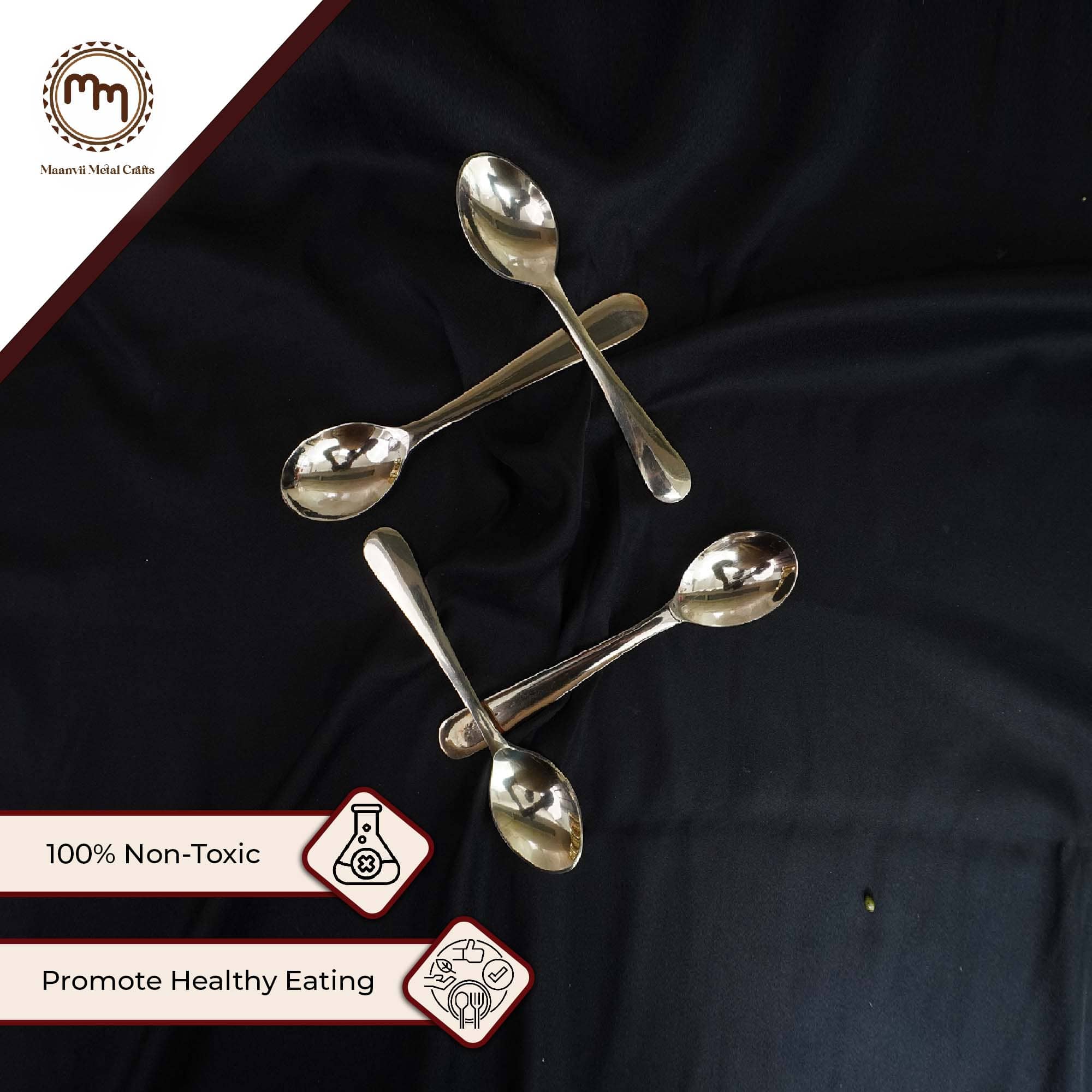 Handcrafted Bronze Dessert Spoon - Kansa Elegance